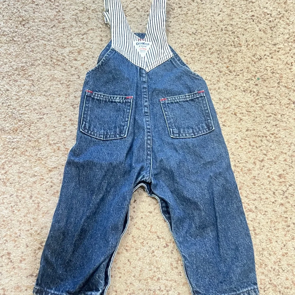 Vintage USA OshKosh B’Gosh Vestbak Overalls Jean Bibs‎ Pinstripe Size 24 Mths